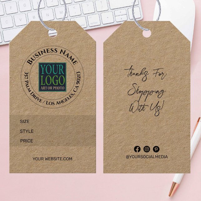 Firmenname, Logo, Anschrift, Größe, Preis-Tag Geschenkanhänger (Von Creator hochgeladen)