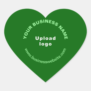 Firmenname, Logo und Website auf grün Herz-Aufkleber