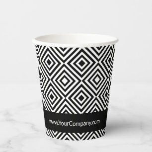 Firmenname Logo Webseite Schwarz-Weiß-Muster Pappbecher