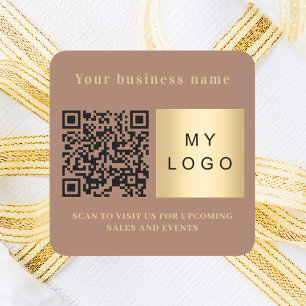 Firmenname Mocca braunes Logo qr Code Quadratischer Aufkleber
