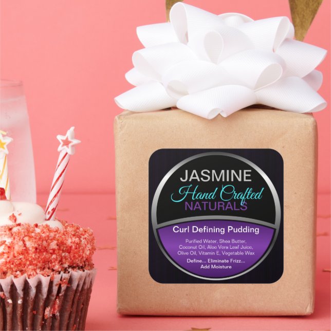 Firmenname oder Logo-Produktcontainer Quadratischer Aufkleber (Party)