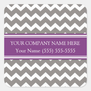 Firmenname Plum Grau Zickzack Quadratischer Aufkleber