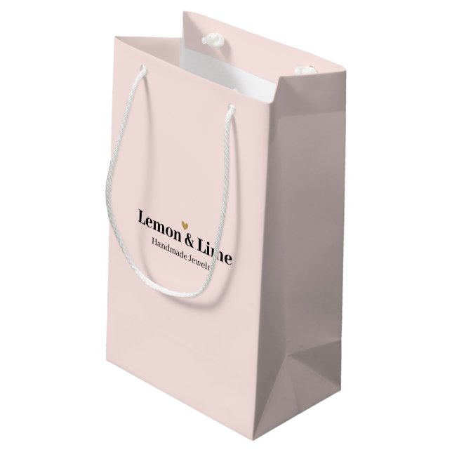 Firmenname Rosa Farbe Keine Mindestbestellung Kleine Geschenktüte (Rückseite Schrägansicht)