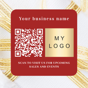 Firmenname rotes Logo qr Code Quadratischer Aufkleber