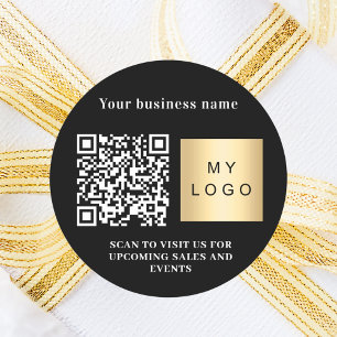Firmenname Schwarz-weißes Logo qr Code Runder Aufkleber