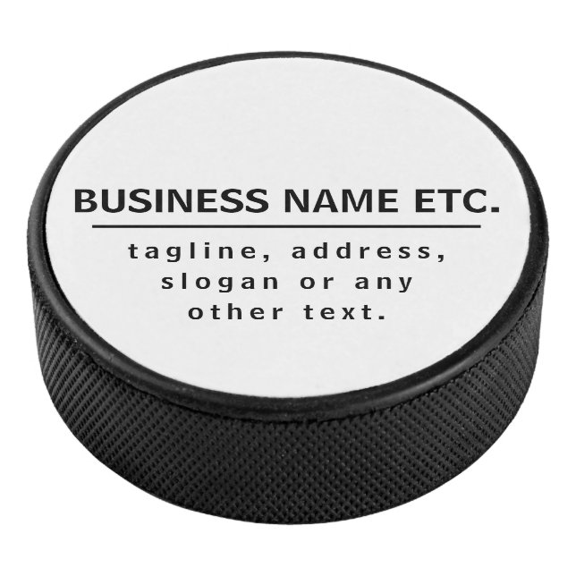 Firmenname & Slogan/anderer Text | Schwarz/Weiß Eishockey Puck (3/4)