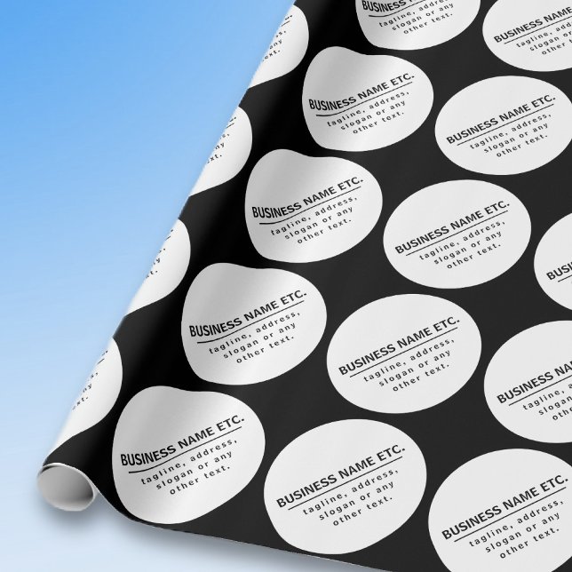 Firmenname & Slogan/anderer Text | Schwarz/Weiß Geschenkpapier (Von Creator hochgeladen)
