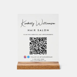 Firmenname Stilvolle Signatur-Script QR-Code Acrylschild