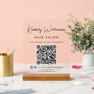 Firmenname Stilvolle Signatur-Script QR-Code Acrylschild