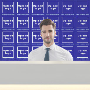 Firmenname und Logo auf blau Tapete