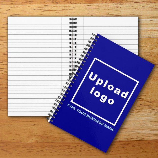 Firmenname und Logo auf Blue Spiral Notebook Notizbuch (Build brand name awareness. Your business logo and name on blue color cover of spiral notebook.)