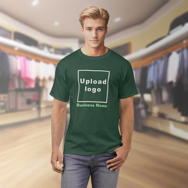 Firmenname und Logo auf Deep Forest Green T-Shirt (Deep forest green t-shirt with your business name and logo on model)