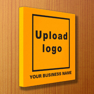 Firmenname und Logo auf dem Orange Color Square Leinwanddruck
