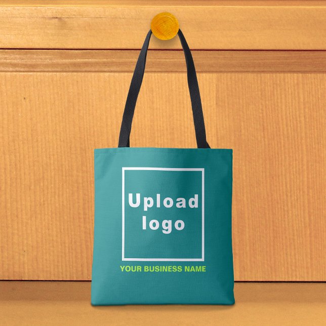 Firmenname und Logo auf der Aquamarinen grünen Tas Tasche (Teal green tote bag with your business name and logo)