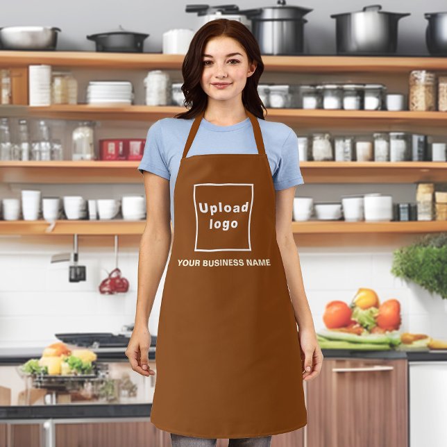 Firmenname und Logo auf der Brown Polyester-Schürz Schürze (Your business name and logo on brown apron.)