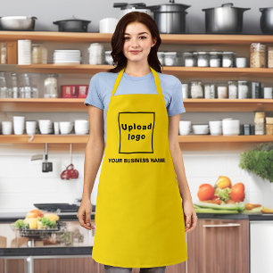 Firmenname und Logo auf der Gelben Polyester-Schür Schürze