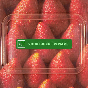 Firmenname und Logo auf der grünen Slim-Oberfläche Etiketten