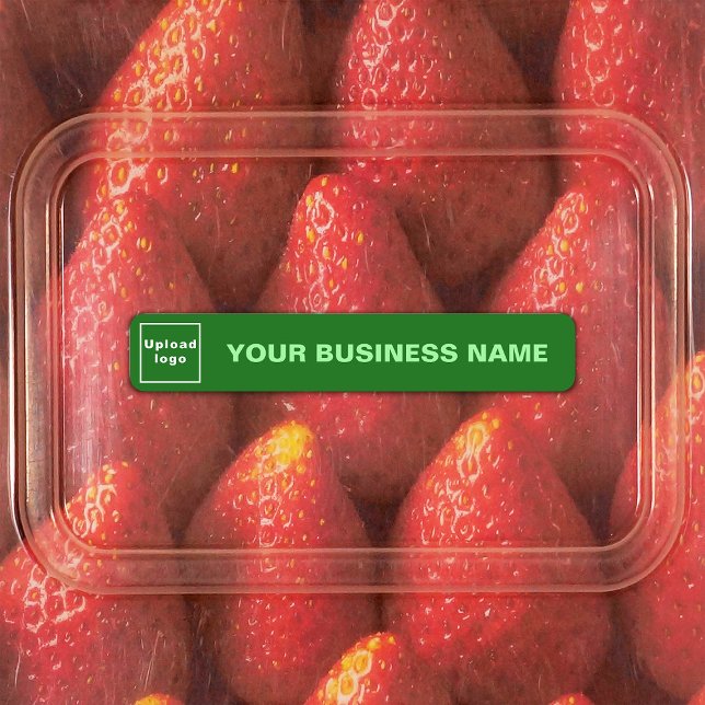 Firmenname und Logo auf der grünen Slim-Oberfläche Etiketten (Von Creator hochgeladen)