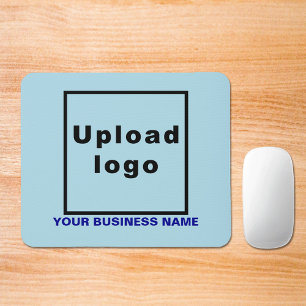 Firmenname und Logo auf der hellblauen Maus Mousepad