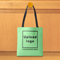 Firmenname und Logo auf der hellgrünen Tasche