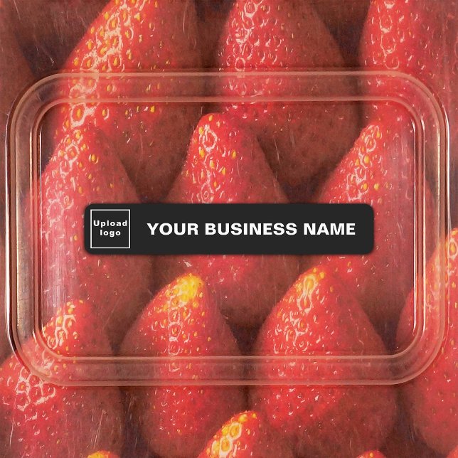 Firmenname und Logo auf der schwarzen Seite Etiketten (Von Creator hochgeladen)