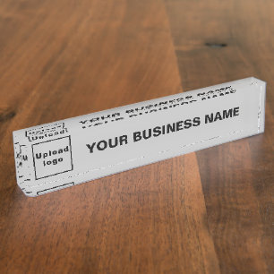 Firmenname und Logo auf Grau-Acryl Namensplakette