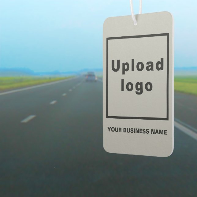 Firmenname und Logo auf Grau Air Freshener Autolufterfrischer (Business name and logo on gray air freshener)