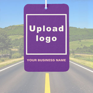 Firmenname und Logo auf lila Luftverbesserer Autolufterfrischer