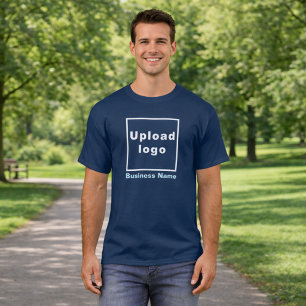 Firmenname und Logo auf Navy Blue T - Shirt