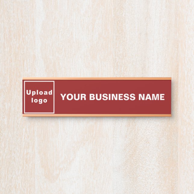 Firmenname und Logo auf Red Hanging Door Sign Türschild (Vorderseite )