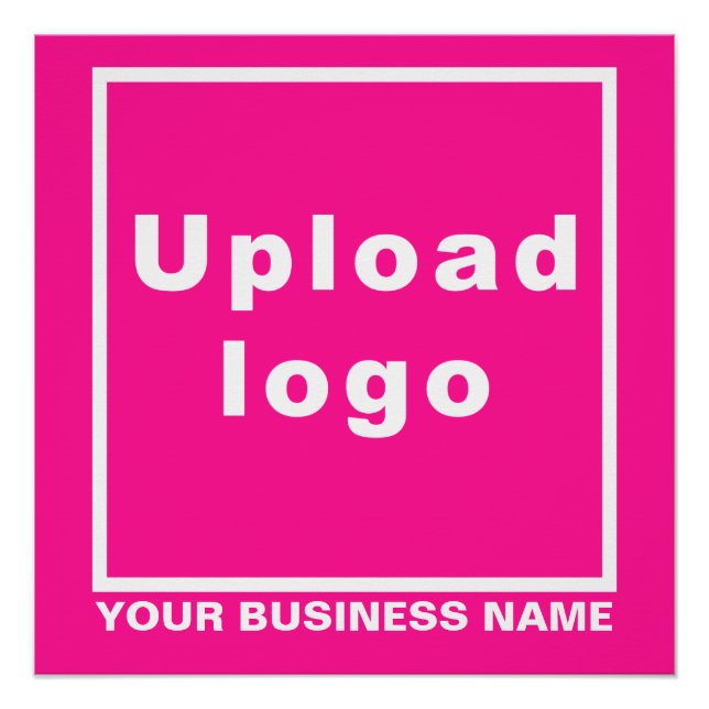 Firmenname und Logo auf rosa Square Glossy Poster (Vorderseite)