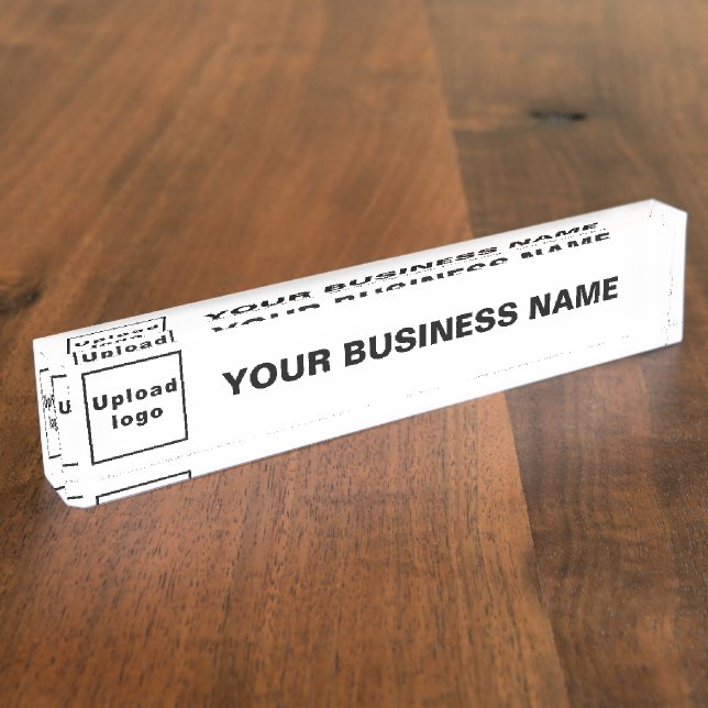 Firmenname und Logo auf weißem Acryl Namensplakette (Seite)