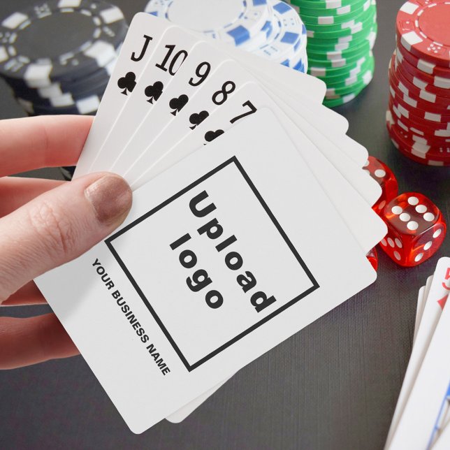 Firmenname und Logo beim Spielen von Karten Spielkarten (Business name and logo on playing cards)