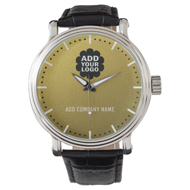 Firmenname und Logo Firmenwerbung Gold Armbanduhr (Vorderseite)