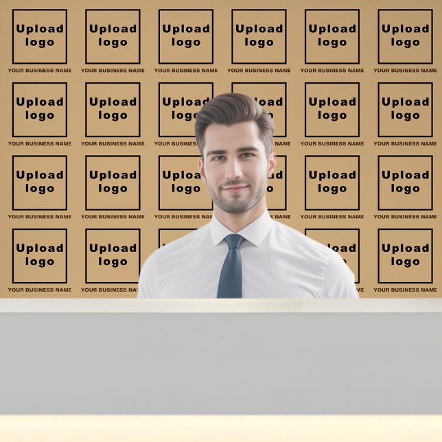 Firmenname und Logo in hellbraun Tapete (Business name and logo on light brown wallpaper)