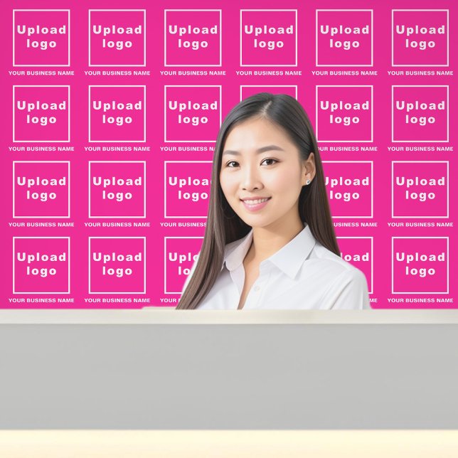 Firmenname und Logo in Rosa Tapete (Business name and logo on pink wallpaper)