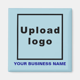 Firmenname und Logo Light Blue Square Magnet