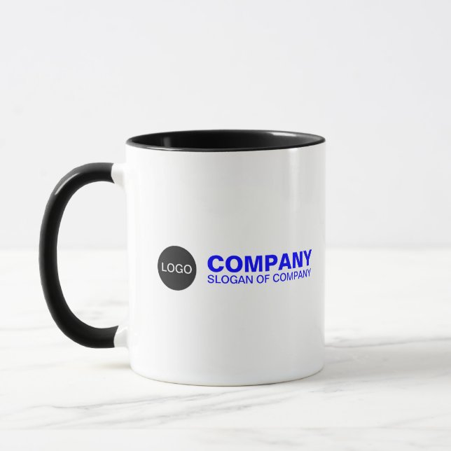 Firmenname und Logo-Markenbezeichnung Tasse (Links)