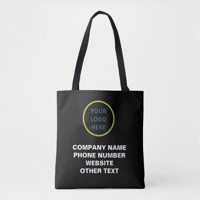 Firmenname und Logo Qr Code auf schwarz Tasche (Vorderseite)