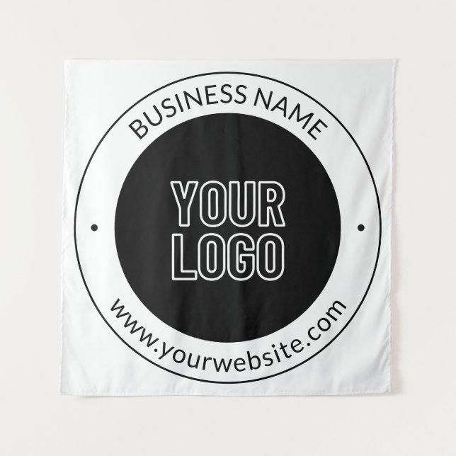 Firmenname & Webseite oder Slogan, Danke usw. Wandteppich (Vorderseite)
