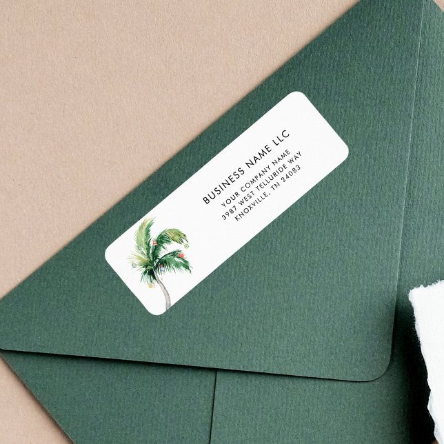 Firmenname Weihnachtsküste Rücksendeadresse (Coastal Palm Tree Business Return Address Label)