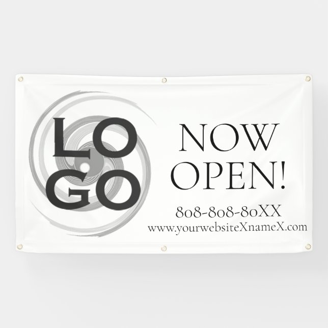 Firmenspezifische Logos jetzt offen Banner (Horizontal)