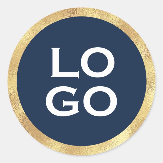 Firmenspezifische Logos und Gold-Rahmen für Navy B Runder Aufkleber (Vorderseite)