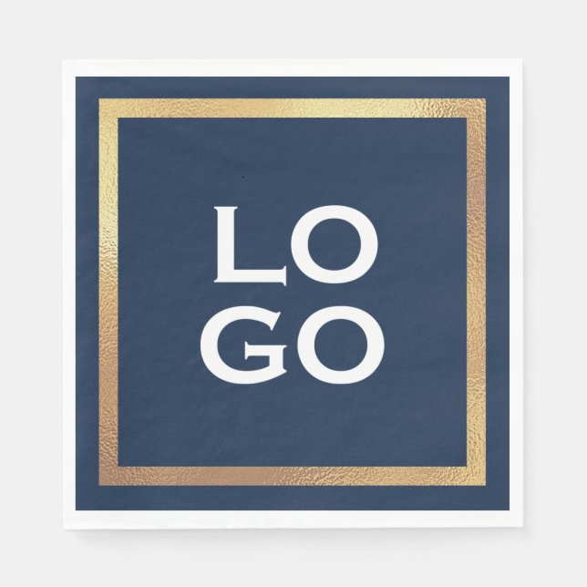 Firmenspezifische Logos und Gold-Rahmen für Navy B Serviette (Vorderseite)