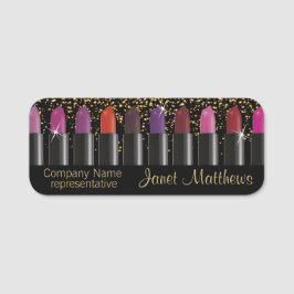 Firmenvertreter mit farbigen Lipsticks Namensschild