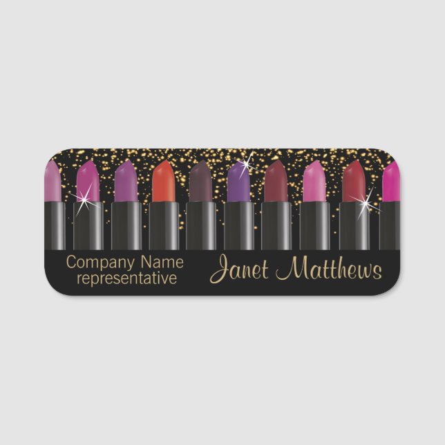 Firmenvertreter mit farbigen Lipsticks Namensschild (Vorderseite)