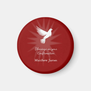 Firmung Religiös Rote Taube Strahlen Design Magnet