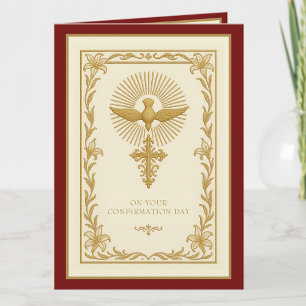 Firmung Sakrament religiös Gold und Rot Feiertagskarte