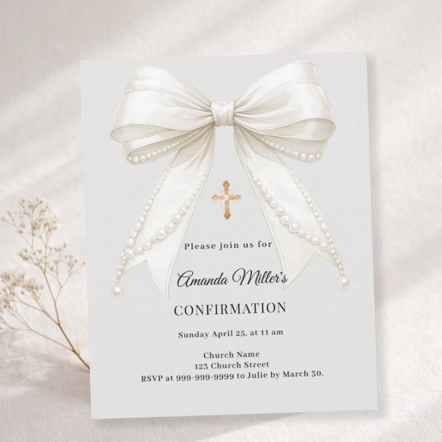 Firmungsbogen Elfenbeinperlen Mädchen grau Einladu (Von Creator hochgeladen)