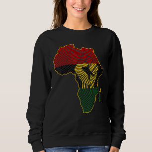 First Africa Map African Flag Fingerprint Black Sweatshirt